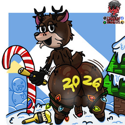 anthro anus balls big_butt black_nose blush bodily_fluids bodypaint bracelet brown_body brown_ears brown_fur brown_legs brush butt candy candy_cane christmas_decorations christmas_lights dessert eyeshadow femboy flashing food fur genital_fluids genitals glistening glistening_butt holidays hooves huge_thighs jewelry light looking_at_viewer looking_back makeup male merry_christmas motion_lines open_mouth open_smile paint paintbrush painted_butt penis plant rear_view shadow shaking_butt simple_background smile snow snowman solo standing steam sticker stickers_on_object sweat thick_thighs toony tree venezuela dragonrivas01 99_nights_in_the_forest christmas new_year_2026 roblox deer_(99_nights_in_the_forest) deer mammal 1:1 watermark