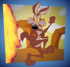 3_toes 4_fingers abstract_background anthro arm_tuft athletic belly bent_legs biped black_eyes black_nose black_toe_claws brown_body brown_fur butt canyon casual_nudity chest_tuft cloud cloudy_sky curling_tail curvy_figure desert elbow_tuft escape explosion eyebrows feet fingers fur glancing_back head_tuft humanoid_feet humanoid_heel knee_tuft knee_up leg_tuft lines_drawn looking_back male multicolored_body multicolored_fur nude outside paws pecs plantigrade pose raised_heel raised_tail rear_view red_eyes running sand scared shoulder_tuft skinny sky small_waist soles solo tail tan_belly tan_body tan_eyebrows tan_fur tiptoes toes toony tuft two_tone_body two_tone_fur wasp_waist wide_hips yellow_sclera yellow_sky gavanzude looney_tunes warner_brothers wile_e._coyote canid canine canis coyote mammal 2025 alternate_version_at_paywall colored digital_drawing_(artwork) digital_media_(artwork) flat_colors hi_res pinup signature