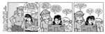 anthro black_hair brave_new_world_(style_wager) clothing comic computer domestic_cat ear_piercing electronics english_text eyewear felid feline felis female freckles glasses greyscale group hair human jaque_smith long_hair mammal monochrome mouse murid murine office penny_pound piercing rodent sandy_katt shirt smile style_wager text topwear