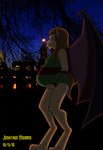 anthro belly breasts building clothed clothing eyes_closed female hair hand_on_belly night plant pregnant solo tree wings jam4077 disney gargoyles maggie_reed_(gargoyles) felid lion mammal mutate_(gargoyles) pantherine 2016 absurd_res hi_res