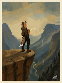 anthro bodily_fluids genital_fluids male mountain peeing solo urine wild_strokes fuzzy-the-fox canid canine fox mammal hi_res