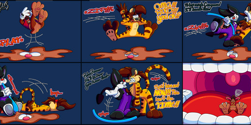 2_toes 3_toes 4_fingers angry anthro big_feet big_pawpads big_tongue cartoon_gloves drinking_straw feet fingers group inside_mouth male male/male pawpads paws prank red_tongue slapstick slapstick_humor smug smug_expression smug_eyes smug_face smug_grin soft_vore soles spread_toes surprised tail toes tongue toony toony_moment trio uvula vore marquis2007 chase_(marquis2007) herman_(marquis2007) roderick_(tamerkoh) cheetah felid feline hybrid imp lagomorph leporid mammal pantherine rabbit tiger absurd_res alpha_channel hi_res