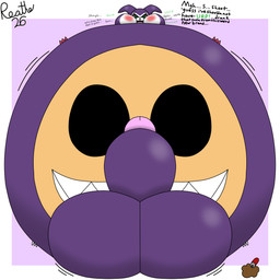 anthro aroused balls balls_expansion belly belly_expansion beverage beverage_can big_balls big_belly big_cheeks big_penis blush body_inflation border burping cheek_expansion claws confusion dialogue expansion front_view genital_expansion genitals glans green_eyes huge_balls huge_belly huge_cheeks huge_penis hyper hyper_balls hyper_belly hyper_cheeks hyper_genitalia hyper_inflation hyper_penis immobile inflation looking_down looking_down_at_self male motion_lines open_mouth penis penis_expansion pink_background pink_glans puffed_cheeks purple_body purple_ears red_mouth red_tongue round_body sharp_teeth simple_background soda solo spherical_inflation sunken_limbs swelling teeth text tongue white_border reathe bandai_namco digimon digimon_(species) impmon 1:1 2026 absurd_res colored digital_media_(artwork) english_text hi_res shaded signature