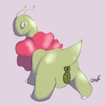 anus female feral genitals looking_back plump_labia presenting puffy_anus pussy raised_leg raised_tail scut_tail short_tail solo tail tail_anus chunkypandaroo nintendo pokemon generation_2_pokemon meganium pokemon_(species) 1:1 hi_res