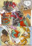 2014 anthro bear better_late_than_never bottomwear bra breasts chasing cleavage clothed clothing comic container daigaijin dialogue dreamworks english_text felid female fight fur giant_panda jar kung_fu_panda loincloth male mammal master_po_ping master_tigress melee_weapon multicolored_body multicolored_fur painting_(artwork) pantherine polearm running staff su_wu text tiger traditional_media_(artwork) underwear watercolor_(artwork) weapon