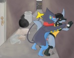 2014 against_wall alley anal anal_penetration anthro anthro_on_feral balls barefoot bestiality canine door duo ear_piercing erection eyewear feral from_behind fur gay gioven_(character) glasses happy hat headgear interspecies kaptcha looking_back lucario luxray male mammal nintendo nude open_mouth original_character outside pawpads paws penetration penis piercing pokémon pokémorph raised_arm scarf sex sharp_teeth smile squint teeth trash_can video_games watching
Rating: Explicit
Score: 5
User: forkU
Date: March 21, 2014