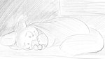 16:9 animal_crossing anthro bed biped bodily_fluids dragonweirdo electronics english_text fur furniture hi_res holding_object holding_phone male mammal marshal_(animal_crossing) monochrome nintendo on_bed phone rodent sciurid solo sweat tail text tree_squirrel widescreen