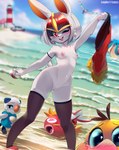 2023 ambiguous_gender anthro areola beach breasts cinderace clothing female fish fur generation_1_pokemon generation_3_pokemon generation_5_pokemon generation_8_pokemon genitals group hair happy heart_eyes heart_symbol hi_res holding_object holding_pokeball innie_pussy lagomorph lapras legwear lighthouse long_ears looking_at_viewer magikarp mammal marine mostly_nude nintendo nipples one_eye_closed oshawott outside pink_areola pink_nipples pokeball pokemon pokemon_(species) psyduck public public_nudity pussy sea seaside skindentation small_breasts smile solo standard_pokeball stockings tail thigh_highs tongue tsampikos water white_body white_fur white_hair wingull wink winking_at_viewer