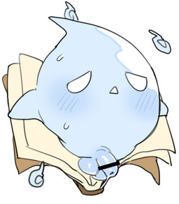 balls blue_blush blue_body blush blush_lines bodily_fluids book censor_bar empty_eyes featureless_hands foreskin genital_fluids genital_raphe genitals glistening glistening_balls glistening_genitalia glistening_penis humanoid_genitalia humanoid_penis male noseless not_furry open_mouth penis precum precum_string raphe_(anatomy) scrotal_raphe simple_background solo sweat sweatdrop white_background white_eyes white_mouth rinrin_(pixiv) maplestory nexon ghost spirit the_book_ghost waddling_head 2025 censored digital_drawing_(artwork) digital_media_(artwork) flat_colors hi_res unavailable_at_source
