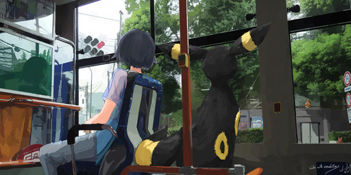 ambiguous_gender beak black_body black_fur black_hair bottomwear bus bus_driver bus_seat clothed clothing cloud commercial_vehicle detailed_background driving ear_fins feral fin fur group hair inside inside_bus inside_vehicle life_with_eeveelutions looking_out_window looking_outside map markings plant public public_transportation reflection ring_(marking) ringed_ears ringed_tail road_sign shark_fin shark_tail short_hair sitting steering_wheel striped_markings striped_tail stripes tail tail_markings text topwear traffic_light tree utility_pole vehicle vehicle_for_hire vending_machine window window_seat wings karu_wacame nintendo pokemon animal_humanoid eevee eeveelution fish fish_humanoid generation_1_pokemon generation_2_pokemon generation_3_pokemon human humanoid mammal marine marine_humanoid pokemon_(species) shark shark_humanoid taillow umbreon absurd_res digital_media_(artwork) hi_res japanese_text signature