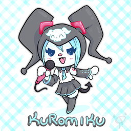 accessory anthro armwear blue_eyes blue_hair blush blush_lines boots bottomwear clothed clothing cosplay crossover_cosplay electronics eyelashes fangs female footwear hair hood legwear microphone necktie open_mouth shoes simple_background skirt smile solo spade_tail tail teeth thigh_boots thigh_highs topwear white_body tyceohollow onegai_my_melody sanrio vocaloid yamaha_corporation hatsune_miku kuromi lagomorph leporid mammal rabbit 1:1 2024 crossover digital_media_(artwork) hi_res