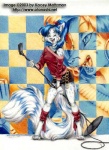 4_toes anthro barefoot blue_hair bottomwear claws clothing digitigrade electronics feet female fur hair leg_warmers legwear microphone miniskirt singing skirt solo sweater tail toes topwear white_body white_fur kacey kacey_(kacey) felid feline mammal serval snow_serval 2003