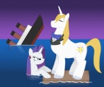 blue_eyes bow_(feature) bow_tie cutie_mark duo ear_piercing equid equine eyes_closed female feral friendship_is_magic hasbro horn humor kutejnikov male mammal my_little_pony mythological_creature mythological_equine mythology outside parody piercing prince_blueblood_(mlp) rarity_(mlp) rms_titanic sea ship titanic unicorn vehicle water watercraft