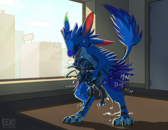 2_toes 3_toes antennae_(anatomy) anthro billboard biped blue_body blue_feathers blue_markings bodily_fluids breath city cum cum_on_ground day door duo eyes_closed feathers feet fingerless_(marking) fleshlight_position genital_fluids holding_character holding_partner inside male male/male markings motion_lines multi_ear multicolored_antennae open_mouth open_smile panting plap profanity raised_tail reverse_fleshlight_position sex size_difference smile standing standing_sex sweat tail text toeless_(marking) toes window eekanant eek_(eekanant) ant arthropod avali hymenopteran insect 2026 artist_name cel_shading digital_drawing_(artwork) digital_media_(artwork) english_description english_text hi_res shaded