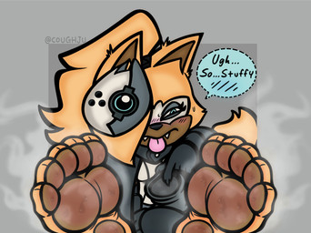 anthro black_cloak black_clothing bodily_fluids brown_pawpads cloak clothing disgust embarrassed facial_markings feet female fluffy fluffy_tail foot_fetish foot_focus footwear_removed fur head_markings markings mask mask_(marking) musk pawpads sitting sniffing_self solo steamy_feet sweat sweaty_clothing sweaty_feet sweaty_footwear tail tongue tongue_out topwear tube_top wearing_mask yellow_body yellow_fur coughju idw_publishing sega sonic_the_hedgehog_(comics) sonic_the_hedgehog_(idw) sonic_the_hedgehog_(series) whisper_the_wolf canid canine canis mammal wolf absurd_res hi_res