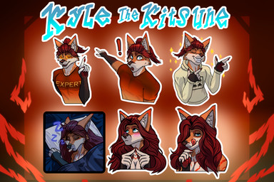 anthro clothing female hair kyle_the_kitsune long_hair male male/female sleeping sticker sticker_pack joe_bonecrusher canid canine fox mammal 3:2 hi_res