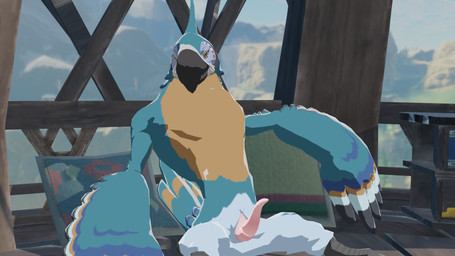animal_genitalia blue_body erection feathers genital_slit genitals looking_at_viewer male nude penis pillow seductive slit_penis solo wings yellow_eyes furryfamine20 breath_of_the_wild nintendo the_legend_of_zelda kass_(tloz) avian bird rito 16:9 3d_(artwork) digital_media_(artwork) hi_res widescreen