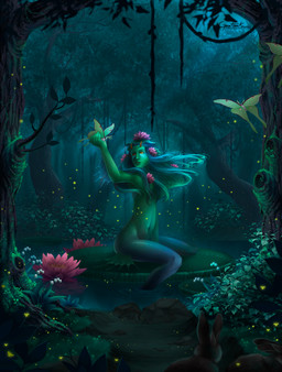 anthro blue_hair brown_eyes convenient_censorship detailed_background female feral forest hair insect_wings plant tree wings gosetsuki arthropod insect lepidopteran moth 2018 absurd_res censored digital_media_(artwork) hi_res