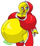 anthro avian big_breasts breasts chick christmas christmas_clothing clothing female hi_res holidays huge_breasts large-rarge overweight pregnant solo