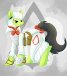 black_hair clothed clothing female feral green_body green_eyes green_skin hair ribbons solo unknown_artist assassin's_creed friendship_is_magic hasbro my_little_pony ubisoft emerald_blade_(oc) fan_character earth_pony equid equine horse mammal pony absurd_res hi_res