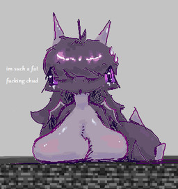 anthro big_breasts blush bodily_fluids body_blush breast_blush breast_rest breasts dialogue featureless_breasts female glistening glistening_body hair horn nude open_mouth profanity purple_eyes simple_background solo spiked_tail spikes spikes_(anatomy) sweat sweatdrop tail text wings nofood_nodrinks microsoft minecraft mojang mythology xbox_game_studios jean_(minecraft) dragon ender_dragon mythological_creature mythological_scalie scalie aliasing digital_drawing_(artwork) digital_media_(artwork) english_text microsoft_paint_(artwork)