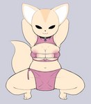 3_toes :3 aggretsuko anthro areola areola_slip barefoot black_eyes black_nose breasts canid canine cleavage closed_smile clothed clothing collar crouching digital_media_(artwork) eyelashes feet female fennec_fox fenneko fox fur grey_background hi_res mammal mouth_closed pururing sanrio simple_background simple_eyes smile solo tail tan_body tan_ears tan_fur tan_tail thick_tail tight_clothing tight_topwear toes topwear true_fox white_inner_ear