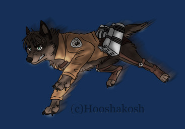 ambiguous_gender black_nose brown_body brown_fur feral feralized fluffy fur green_eyes growling omni-directional_mobility_gear running solo ouivon attack_on_titan eren_jaeger canid canine canis mammal wolf 2013 alpha_channel