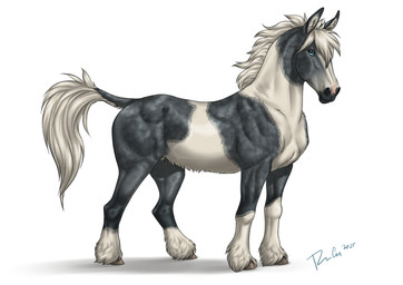 ambiguous_feral ambiguous_gender blue_eyes feral fur glistening glistening_eyes grey_body grey_fur looking_at_viewer mane mouth_closed side_view simple_background solo tail tail_tuft tuft white_background white_body white_fur white_mane rufciu equid equine mammal 2025 dated hi_res signature