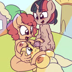 anthro anthrofied big_breasts big_butt breasts butt crossgender female female/female foreskin ftm_crossgender genitals group handjob happy male male/female nipples penile penis sex slightly_chubby snus-kun friendship_is_magic hasbro my_little_pony fluttershy_(mlp) pinkie_pie_(mlp) twilight_sparkle_(mlp) equid equine horse mammal pony 1:1 animated no_sound short_playtime webm