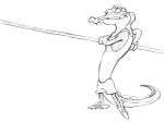 anthro clothing high_jump male pole simple_background solo sport unknown_artist animalympics olympics bolt_jenkins alligator alligatorid crocodilian reptile scalie 4:3 monochrome sketch