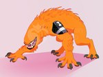 all_fours black_lips claws eyeless feral fur lips male open_mouth open_smile orange_body orange_fur sharp_teeth smile solo teeth doom-butt ben_10 cartoon_network wildmutt alien mammal vulpimancer 2021