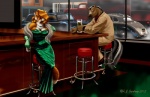 1940s_theme anthro bar car clothing dress duo female male motor_vehicle noir suit vehicle vintage_car richard_bartrop big_red_(richard_bartrop) vanier canid canine equid equine fox horse mammal