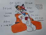 anthro assisted_masturbation ball_tuft balls bandage barazany420 blue_hair bodily_fluids chest_scar chest_tuft deer demon dialogue duo english_text facial_hair fellatio fluffy fur genital_fluids genitals goatee hair hi_res jewelry looking_pleasured luke_(barazany420) male male/male mammal masturbation nipples offscreen_character open_mouth oral orange_body orange_fur pendant penile penis pentagram_necklace precum purath_(barazany420) red_hair scar sensitive sensitive_ears sex sharp_teeth spiked_penis spikes spikes_(anatomy) stroking_ear sweat sweatdrop teeth text tuft unusual_erogenous_zone wounded