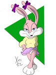 anthro bottomwear clothed clothing clothing_lift female hand_on_hip panties panty_shot raised_bottomwear raised_clothing raised_skirt skirt skirt_flip skirt_lift solo sweater topwear underwear xoti_(artist) tiny_toon_adventures warner_brothers babs_bunny hi_res