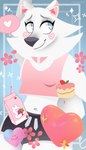 anthro cheek_tuft clothing collar emoji emotional facial_tuft female fluffy fluffy_tail neck_tuft photo pose scut_tail short_tail solo tail tuft danomil walk-w-igny snapchat vilka canid canine canis domestic_dog mammal nordic_sled_dog samoyed spitz hi_res lineless pinup