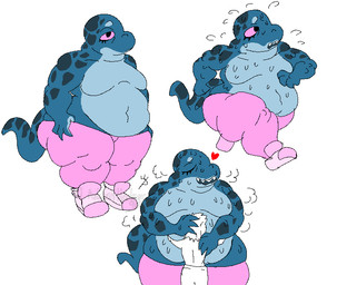 anthro athletic_wear belly big_belly blue_body blue_skin bodily_fluids bottomwear clothed clothing duo exercise female footwear happy heart_symbol hug huge_thighs jogging legwear navel overweight overweight_anthro overweight_female pants running shoes simple_background size_difference slightly_chubby slightly_chubby_anthro smile sneakers spots sweat sweatdrop sweaty_belly sweaty_body teeth thick_thighs tight_clothing tights topless topless_female wide_hips workout workout_clothing yoga_pants wittless-pilgrim gabby_(wittless-pilgrim) gecko lizard reptile scalie 2019 colored digital_drawing_(artwork) digital_media_(artwork) signature watermark