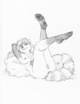 anthro anus breasts female genitals nude pose pussy raised_leg solo thetiedtigress mammal procyonid raccoon hi_res monochrome pinup sketch