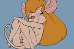 2021 anthro big_ears breasts chip_'n_dale_rescue_rangers covering covering_crotch covering_self disney dr._pizza_boi female gadget_hackwrench genitals hair long_hair looking_aside mammal mouse murid murine narrowed_eyes nipples nude pussy rodent shy solo squint