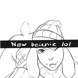 ambiguous_gender anthro ass_up beanie bottomless butt caption clothed clothing fur hat headgear headwear long_ears looking_at_viewer one_eye_closed smile solo suggestive_pose sweater tongue tongue_out topwear wink winking_at_viewer fishboner_(artist) snapchat lagomorph leporid mammal rabbit 1:1 hi_res monochrome