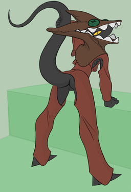 anthro butt clothed clothing female genitals holding_tail holding_tail_up looking_at_viewer looking_back presenting presenting_hindquarters presenting_vulva raised_tail simple_background solo standing tail vulva xenopera ambiguous_species absurd_res hi_res