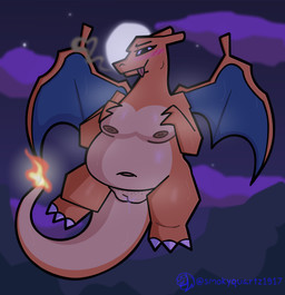 anthro blush bodily_fluids breasts claws female fire genitals looking_at_viewer membrane_(anatomy) membranous_wings nipples nude smile solo tail text tongue wings smokyquartz1917 mythology nintendo pokemon charizard dragon generation_1_pokemon mythological_creature mythological_scalie pokemon_(species) scalie absurd_res artist_name digital_drawing_(artwork) digital_media_(artwork) english_text hi_res