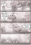 after_transformation animal_genitalia animal_penis balls bovid bovine cattle comic dialogue english_text farm feral genitals hi_res male mammal monochrome penis speech_bubble text zoba_(artist)