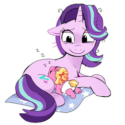 age_difference bedding bent_legs black_eyes blanket blonde_mane blue_blanket blue_mane blue_tail blush blush_lines closed_smile cutie_mark diaper duo ears_down eyelashes eyes_closed female female_feral feral fur hair happy hooves horn larger_female larger_feral lidded_eyes light looking_at_another lying lying_on_another mane medium_mane messy_mane mouth_closed multicolored_mane multicolored_tail neonate older_female older_feral on_side orange_mane orange_tail pink_body pink_fur pivoted_ears ponytail purple_horn purple_tail quadruped red_bow short_mane simple_background size_difference sleeping smaller_female smaller_feral smile smiling_at_another sound_effects tail thin_eyebrows tired_eyes two_tone_mane unguligrade unicorn_horn vowelless vowelless_sound_effect white_background white_diaper yellow_tail young young_female young_feral younger_female younger_feral zzz wolflly10 friendship_is_magic hasbro my_little_pony mythology luster_dawn_(mlp) starlight_glimmer_(mlp) equid equine mammal mythological_creature mythological_equine unicorn 1:1 2025 absurd_res colored digital_drawing_(artwork) digital_media_(artwork) english_description hi_res lighting shaded daughter_(lore) mother_(lore) mother_and_child_(lore) mother_and_daughter_(lore) parent_(lore) parent_and_child_(lore) parent_and_daughter_(lore)