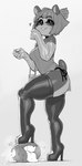 anthro blush boots breasts clothed clothing female footwear glistening glistening_body glistening_clothing high_heeled_boots high_heels legwear masochism panties shoes side-tie_panties stepped_on thigh_boots thigh_highs tongue tongue_out underwear krekk0v krek_(krekk0v) nuwa_nightstone bear giant_panda mammal 2021 absurd_res hi_res monochrome spot_color