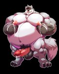 3_toes 5_fingers anthro balls barazoku belly big_balls big_belly big_muscles big_nipples big_pecs big_penis biped black_nose bodily_fluids claws digitigrade dipstick_tail erection eyebrows feet fingers fur genital_fluids genitals gloves_(marking) grey_body grey_fur hair huge_belly huge_penis humanoid_genitalia humanoid_penis hyper hyper_belly lactating looking_at_viewer male male_lactation markings moobs musclegut muscular muscular_anthro muscular_male navel nipple_fetish nipple_pinch nipple_play nipples nude overweight overweight_anthro overweight_male pecs penis pinch pink_penis precum pubes simple_background smile solo standing tail tail_markings toe_claws toes transparent_background vein veiny_penis yellow_sclera cursedmarked mythology monte_(worgenrouge) canid canine canis mammal mythological_canine mythological_creature werecanid werecanine werecreature werewolf wolf 4:5 absurd_res alpha_channel hi_res