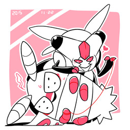 ambiguous/ambiguous ambiguous_gender blush bodily_fluids duo heart_symbol open_mouth pink_background simple_background sweat kageyama nintendo pokemon arthropod dustox generation_3_pokemon generation_4_pokemon hymenopteran insect lepidopteran pokemon_(species) vespiquen 2015