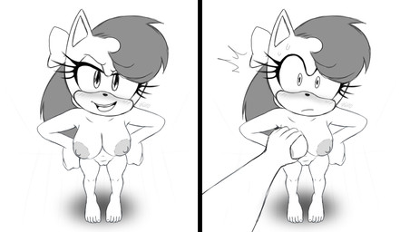 anthro areola big_breasts black_nose blush blush_lines bodily_fluids breast_grab breast_squish breasts disembodied_hand eyelashes feet female front_view genitals hair hand_on_breast hand_on_hip high-angle_view long_hair looking_at_viewer navel nipples nude open_mouth open_smile simple_background smile solo squish sweat sweatdrop vulva white_background wide_eyed excito sega sonic_the_hedgehog_(series) sonic_x-treme tiara_boobowski domestic_cat felid feline felis mammal manx 2025 hi_res