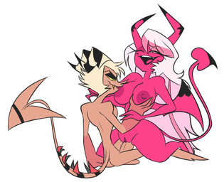 anthro breast_grab breast_play breast_suck breasts duo female hand_on_breast larger_female male male/female penetration penile penile_penetration penis_in_vagina size_difference sucking vaginal vaginal_penetration pixelz hellaverse helluva_boss striker_(helluva_boss) verosika_mayday demon imp succubus
