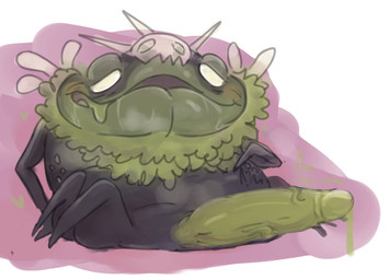 anthro aroused blush breath cum_dripping_from_penis embarrassed erection genitals lying male on_back overweight overweight_anthro panting_in_face penis public public_nudity slightly_chubby solo tapering_penis anonymous_artist hollow_knight:_silksong hollow_knight_(franchise) team_cherry groal_the_great amphibian frog 2025 sketch