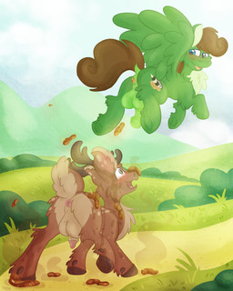 accident amused animal_genitalia animal_penis antlers anus balls belly blue_eyes blush blush_lines brown_body brown_fur brown_hair brown_mane brown_tail butt cervine_antlers cervine_anus cervine_genitalia cervine_penis corn covered_in_feces cutie_mark duo equine_anus equine_genitalia equine_penis feces feces_everywhere feces_on_body feces_on_butt feces_on_chest feces_on_face feces_on_feet feces_on_foot feces_on_ground feces_on_leg feces_on_neck feces_pile feces_smear feces_stain feet feral fetlocks field fluffy fluffy_chest fluffy_ears fluffy_tail flying food food_in_feces fur genitals grass grassy_field green_anus green_balls green_body green_eyes green_fur green_penis hair hay hill hillside hooves horn horse_feces looking_down looking_down_at_another looking_up looking_up_at_another male male_feral mane markings messy nature nature_background object_in_feces oops open_mouth outside penis pink_anus pink_penis plant pooping pooping_on_another pooping_on_face pooping_while_flying puffy_anus raccoon_tail scatplay skunk_tail smelly smile smiling_at_another spots spotted_markings spread_wings squirrel_tail stepping_in_feces stink_fumes stink_lines surprised tail tail_anus tan_balls tan_belly tan_body tan_fur whoops wings euspuche hasbro my_little_pony mythology fan_character pine_thunderoak cervine deer equid equine horse mammal mythological_creature mythological_equine new_world_deer pegasus pony white-tailed_deer 4:5 absurd_res colored digital_media_(artwork) hi_res story story_in_description